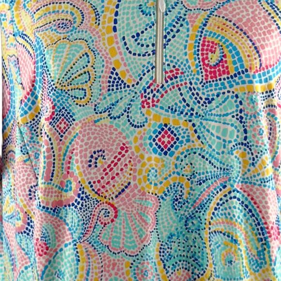 IBKUL Mariel Short Sleeve 1/4 Zip Godet Dress XL UPF50 Moisture Wicking Pink - Picture 2 of 8